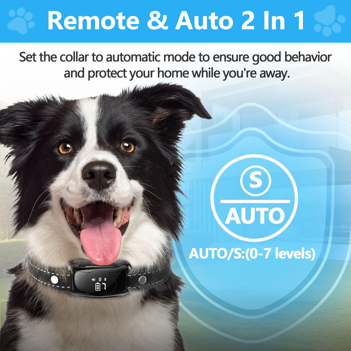 [2025 Upgrade] No Shock Dog Bark Collar with 4 Modes, Dog Training Collar with Remote, IPX7 Waterproof Bark Collar for Most Breed Sizes, Safe No Shock Bark Collar for Garden & Courtyard Use