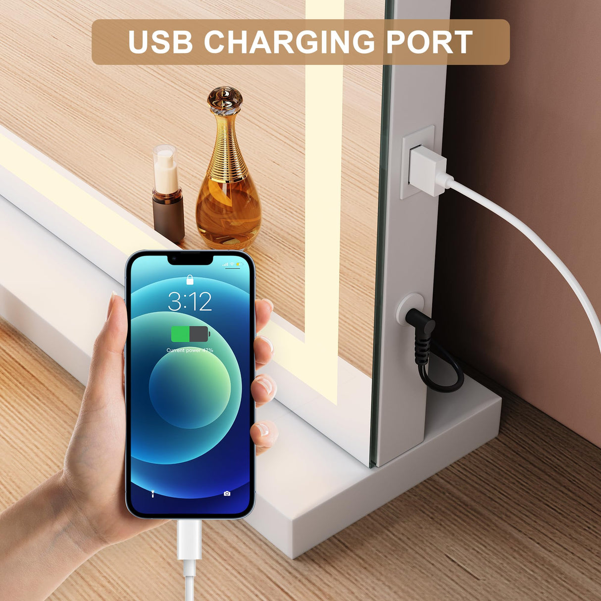 Large Vanity Mirror 3-Color Light Makeup Mirror Hollywood LED Mirror Beauty Cosmetic Dressing Bathroom Decor Dimmable Vanity Mirror Lights with 10X Magnification 80x60cm Hollywood Mirror