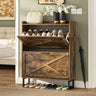 Lumoti Shoe Storage Cabinet with 2 Flip Drawers, Freestanding Shoe Organizer with Metal Legs for Entryway, Narrow Shoe Rack Cabinet, Rustic Brown (Rustic Brown)