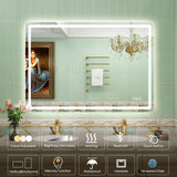 700 x 1000MM LED Bathroom Mirror with Lights, Wall-Mounted with Bluetooth Speaker, Anti-Fog, 3 Color Temperature, Dimmable Brightness, Tempered Glass, Frontlit & Backlit