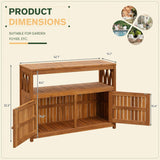 Greesum 2-Tier Outdoor Storage Cabinet in Acacia Wood, with 2 Magnetic Doors, for Garden, Picnic, Buffet, TV Stand, or Bar Table, Brown