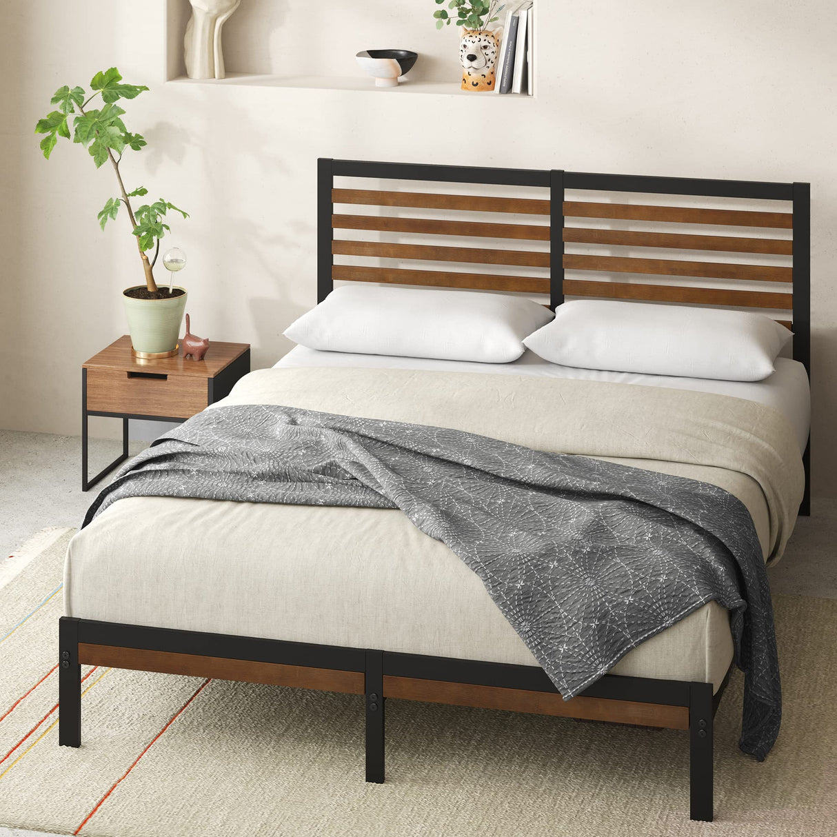 Zinus Kai Bed Frame, Queen, Brown