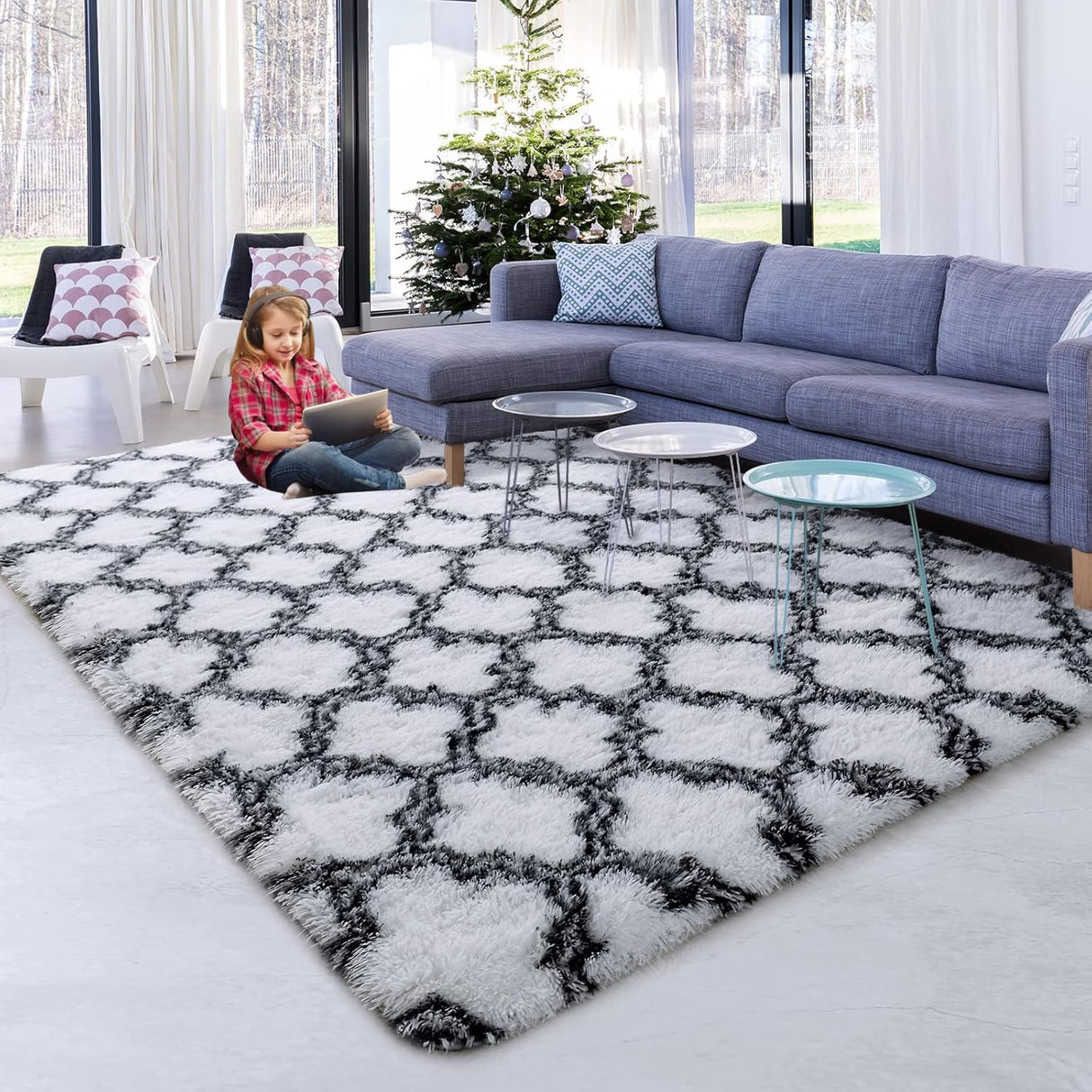 Large Area Rugs for Living Room, Ultra Soft Indoor Modern Fluffy Bedroom Carpets, Washable Furry Throw Rugs Area Carpets for Children Bedroom Home Decor Nursery Rug (Pink, 80 x 160 CM)