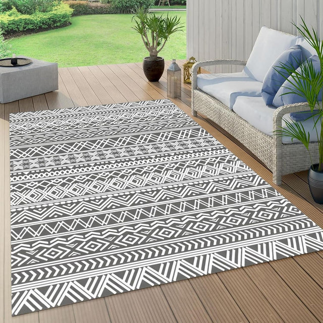 DAWNTREES Large Waterproof Outdoor Rug for Patio, 152×244cm Reversible Mat – Plastic Camping Rug for RV, Porch, Deck, Camper, Balcony (Bohemia, 152×244cm)