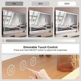 Large Vanity Mirror 3-Color Light Makeup Mirror Hollywood LED Mirror Beauty Cosmetic Dressing Bathroom Decor Dimmable Vanity Mirror Lights with 10X Magnification 80x60cm Hollywood Mirror