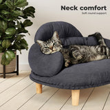 PaWz Pet Sofa Dog Cat Elevated Raised Couch Bed, Durable Soft Couch Chair Kitten Lounge Sofa Bed with Removable Cushion Seat Washable Cover, Luxury Plush Sofa Stool Bed for Dogs Cats with Wooden Frame