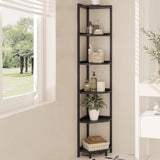 Hzuaneri Corner Shelf Stand, Corner Bookshelf, Storage Standing Shelf Unit with Metal Frame, Plant Stand, Corner Bookcase for Living Room, Home Office, Bedroom, Black CS06006B