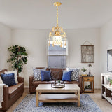 Jiinoo Mini Crystal Chandeliers, Luxury K9 Clear Hanging Crystal Chandelier Light, Pendant Light Ceiling Fixtures for Staircase Hallway Entryway Dining Room Office Porch Foyer Closet Kitchen