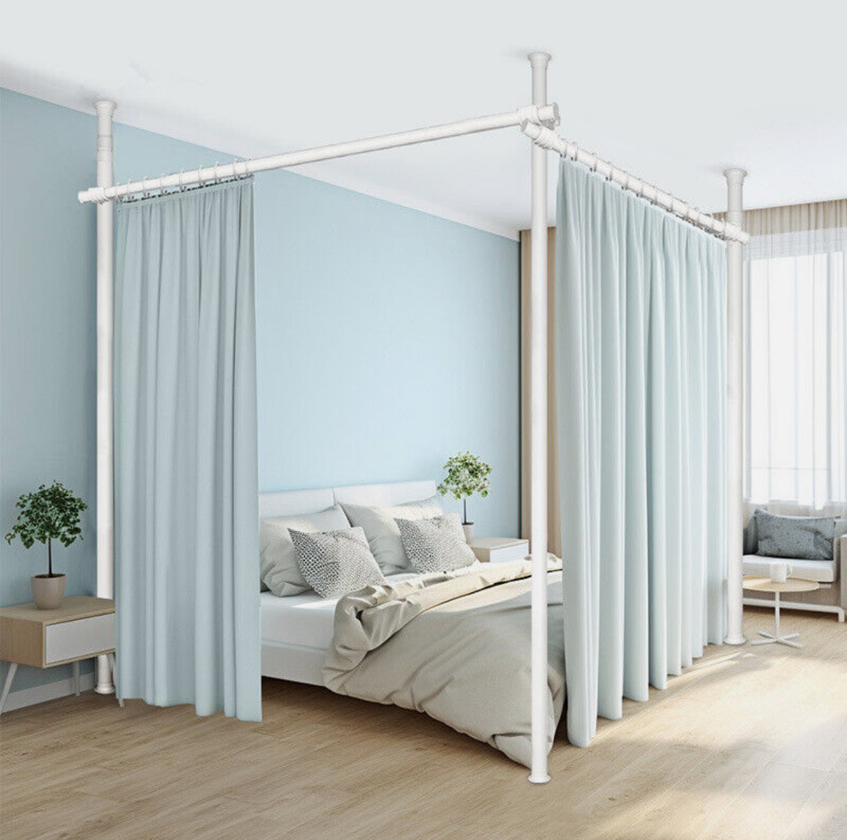 Large Room Divider Panel Privacy Partition Divider Screen Rod 1.1-3m Adjustable