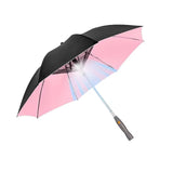 Portable Umbrella For Outdoor Protection | Waterproof Materials 3-in-1 Umbrella With Fan And Sprayer Blue and white cloud