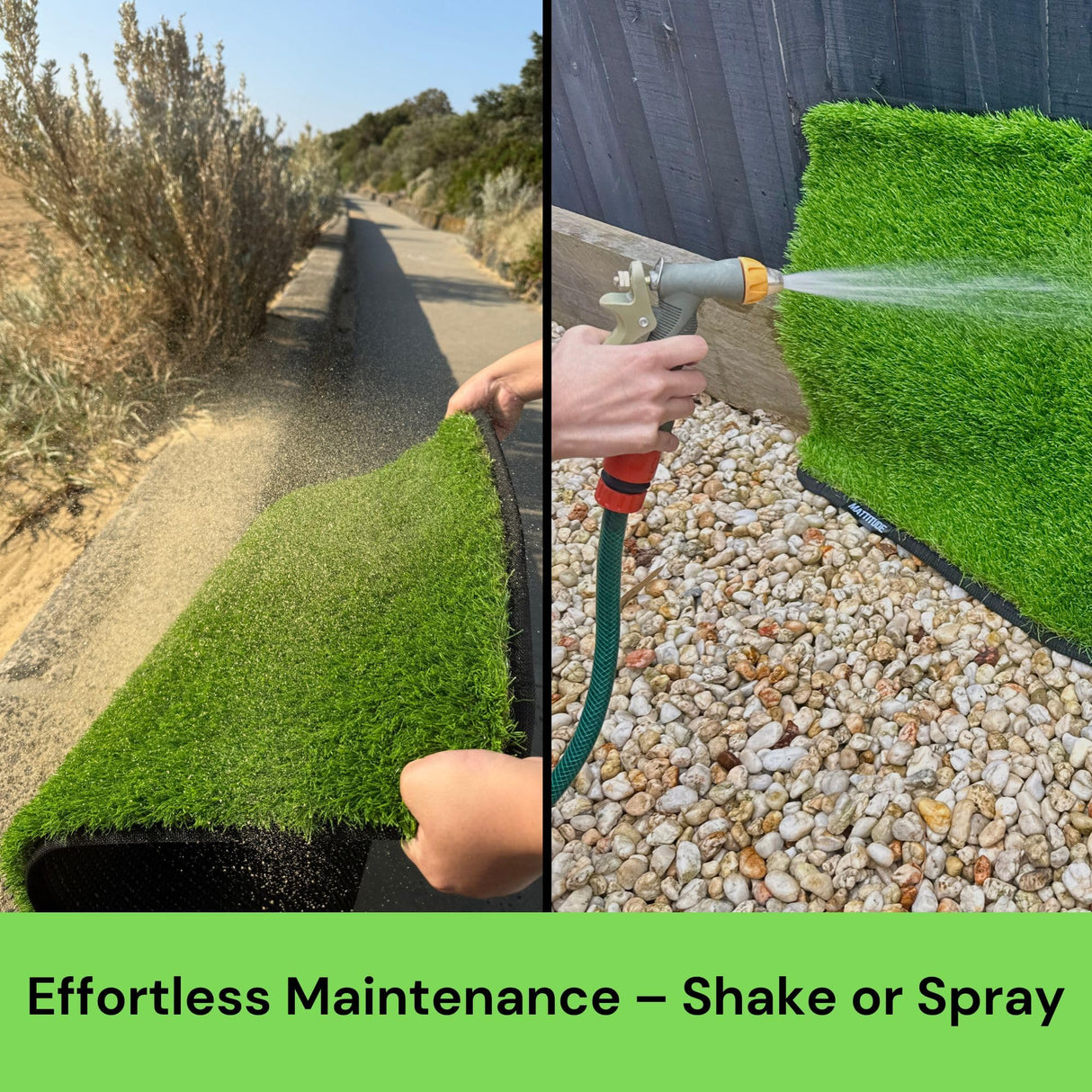 Mattitude Outdoor Dust-Off Mat 90 x 60cm - Artifical Grass 40mm Pile Turf Dirt Trapper, Weatherproof, Non-Slip, Washable & Easy Clean - for Home Entryway, Garage, Camping, Caravan