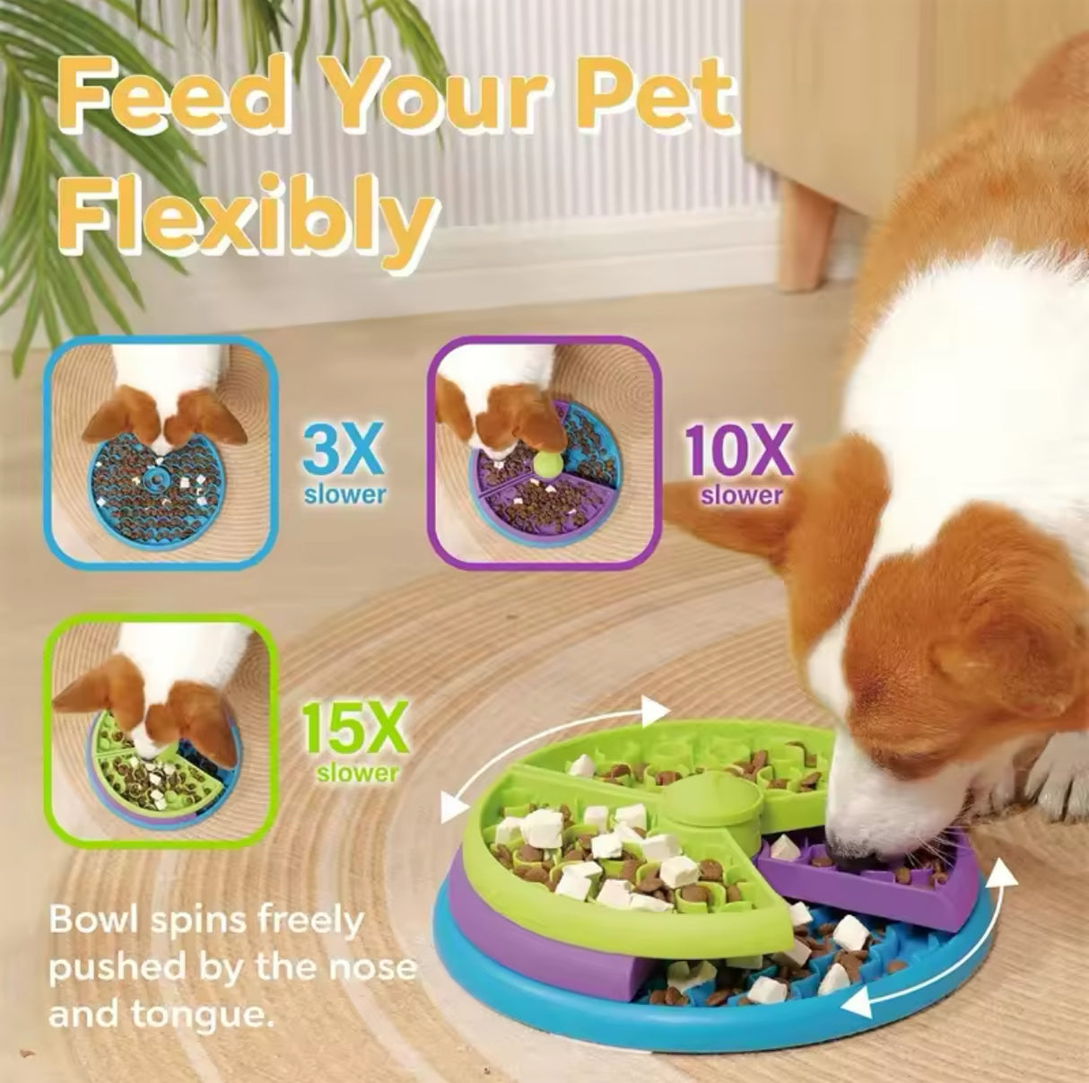 Pet Puzzle Slow Feeder Interactive Dog Puzzle Game Layers Detachable Slow Eating Dog Bowl Anti-anxiety Dog Feeder Bowl