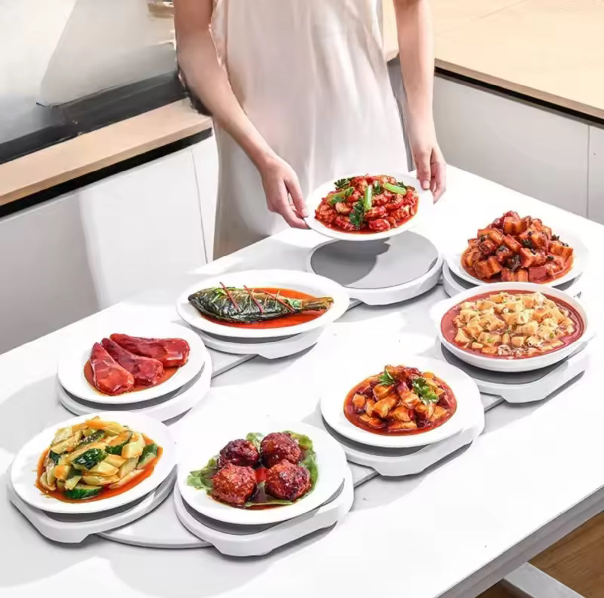 Rotating Dining Table Tray Food Serving Lazy Susan Tray Rotating Meal Tray Food Serving Turntable For Home Restaurant Kitchen