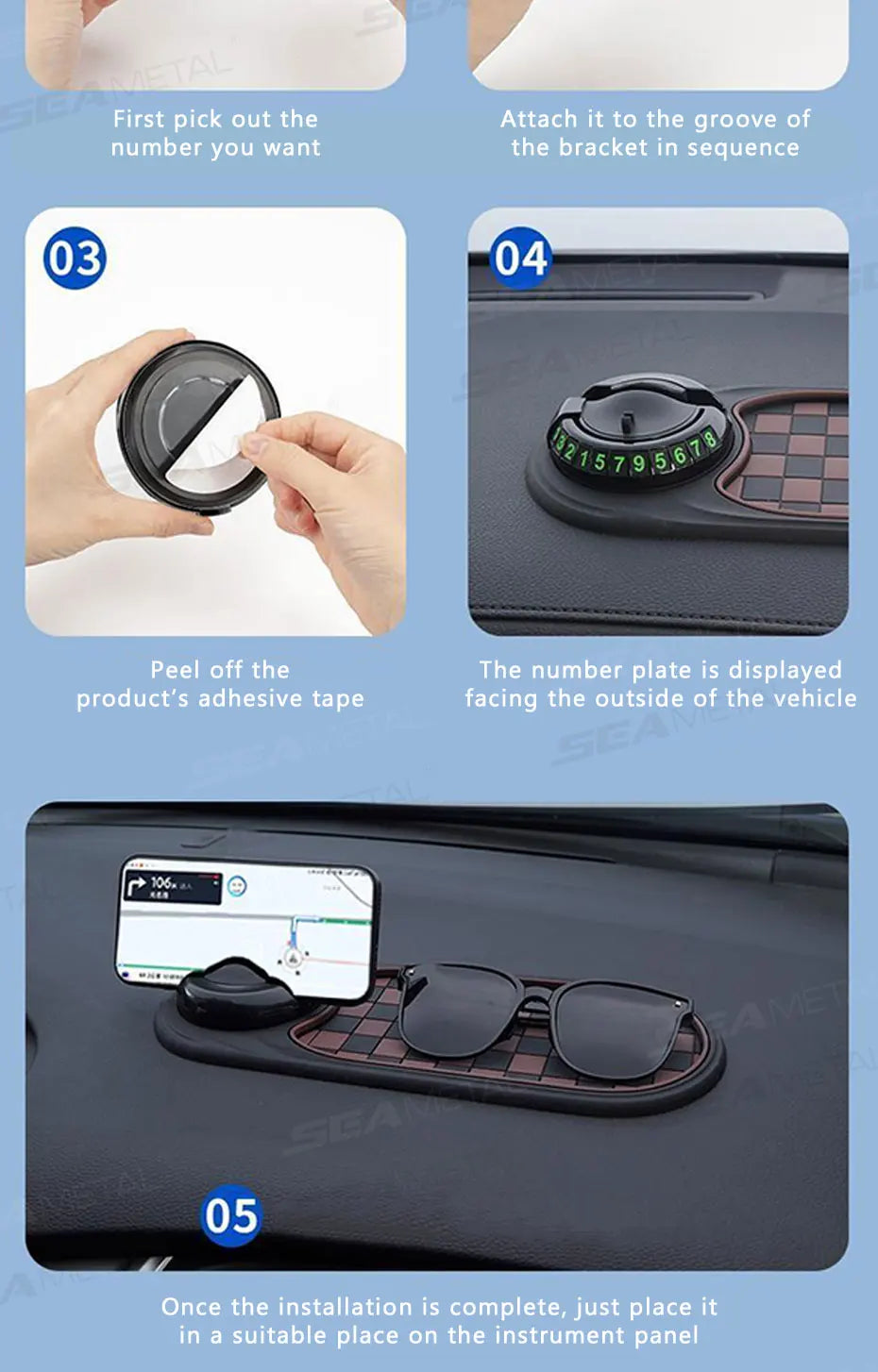 2 in 1 Dashboard Anti Slip Mat with Phone Mount 360-Degree Rotation Car Phone Holder Non-Slip Adhesive Mat for Car