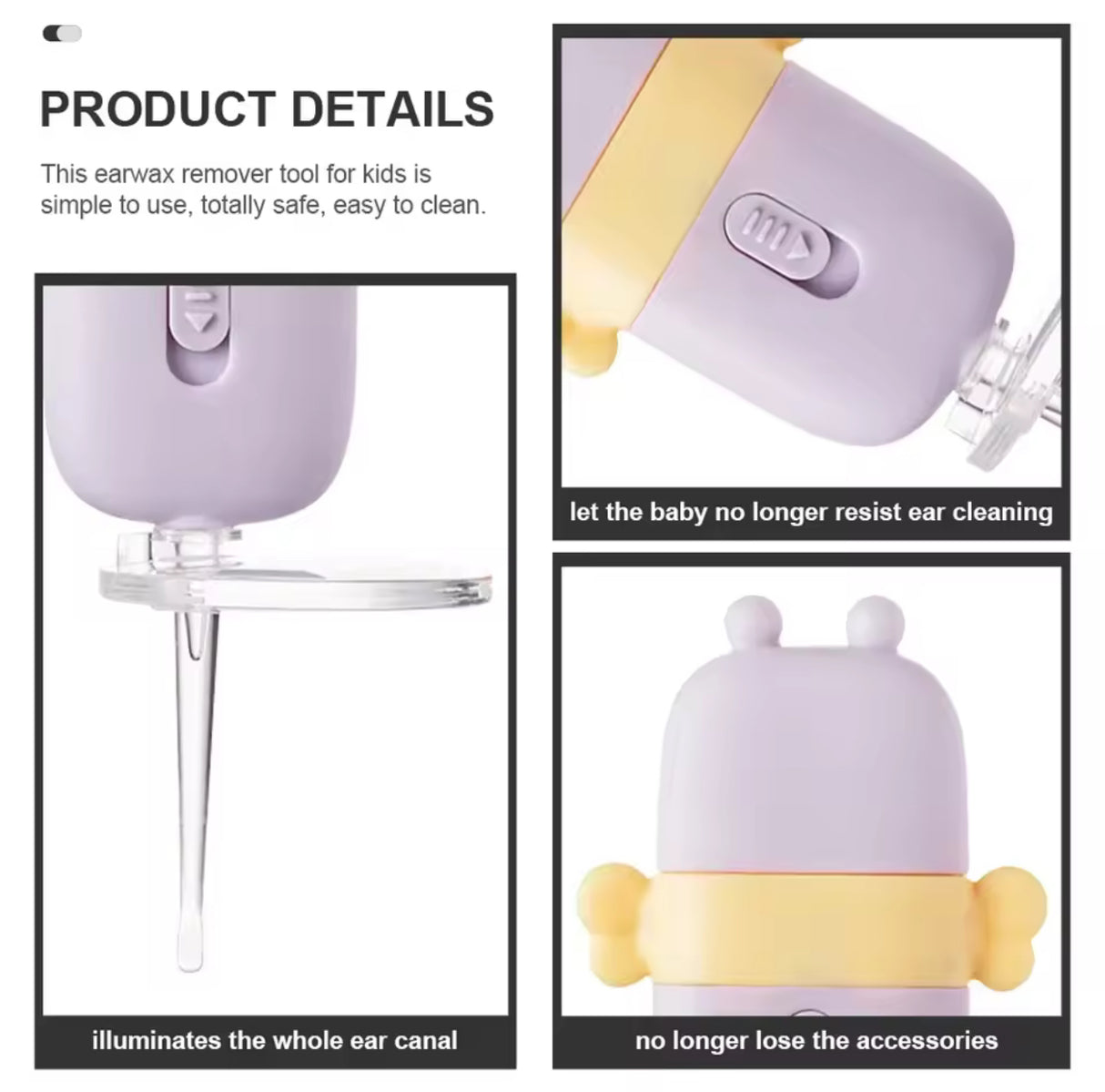 Cartoon Baby Earpick with LED Light Ear Cleaning Tools for Babies Easy Use Kids Earwax Removal Cleaner with Magnifying Glass