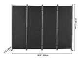 4-Panel Room Divider Folding Privacy Screen Home Office 224 x 171cm Black