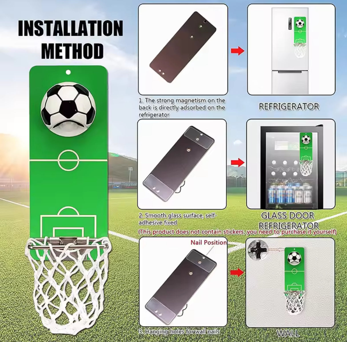 Magnetic Bottle Opener Football Wall Mounted Metal Beer Bottle Opener Basketball Bottle Opener Home Bar Accessories Gifts