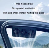 Solar Powered Car Radiator Cooling Fan With 3 Air Outlets Car Window Air Vent Fan USB Powered Auto Ventilation Fan For All Cars