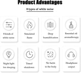 SleepBox Pro™ 3 in 1 Bluetooth Speaker White Noise Sleep Night Light Humidifier, All-in-one Machine Free Combination of 8 Group Nature Sound