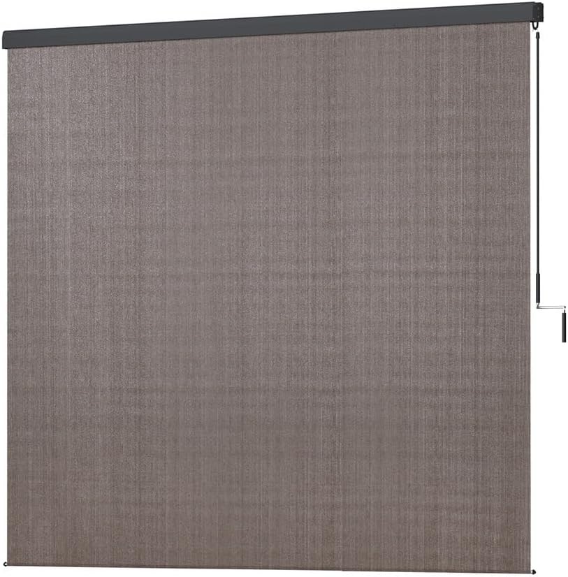 Outdoor Blinds, 3 x 2.5m PVC Roller Blind Window Retractable Awning Sun Shade Balcony Privacy Screen Sunscreen Indoor Bedroom Kitchen Garden Patio, 185GSM Knit Fabric Brown