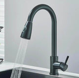 WELS Kitchen Mixer Tap Black 360° Pull Out 2-Mode Spray Laundry Sink Faucet