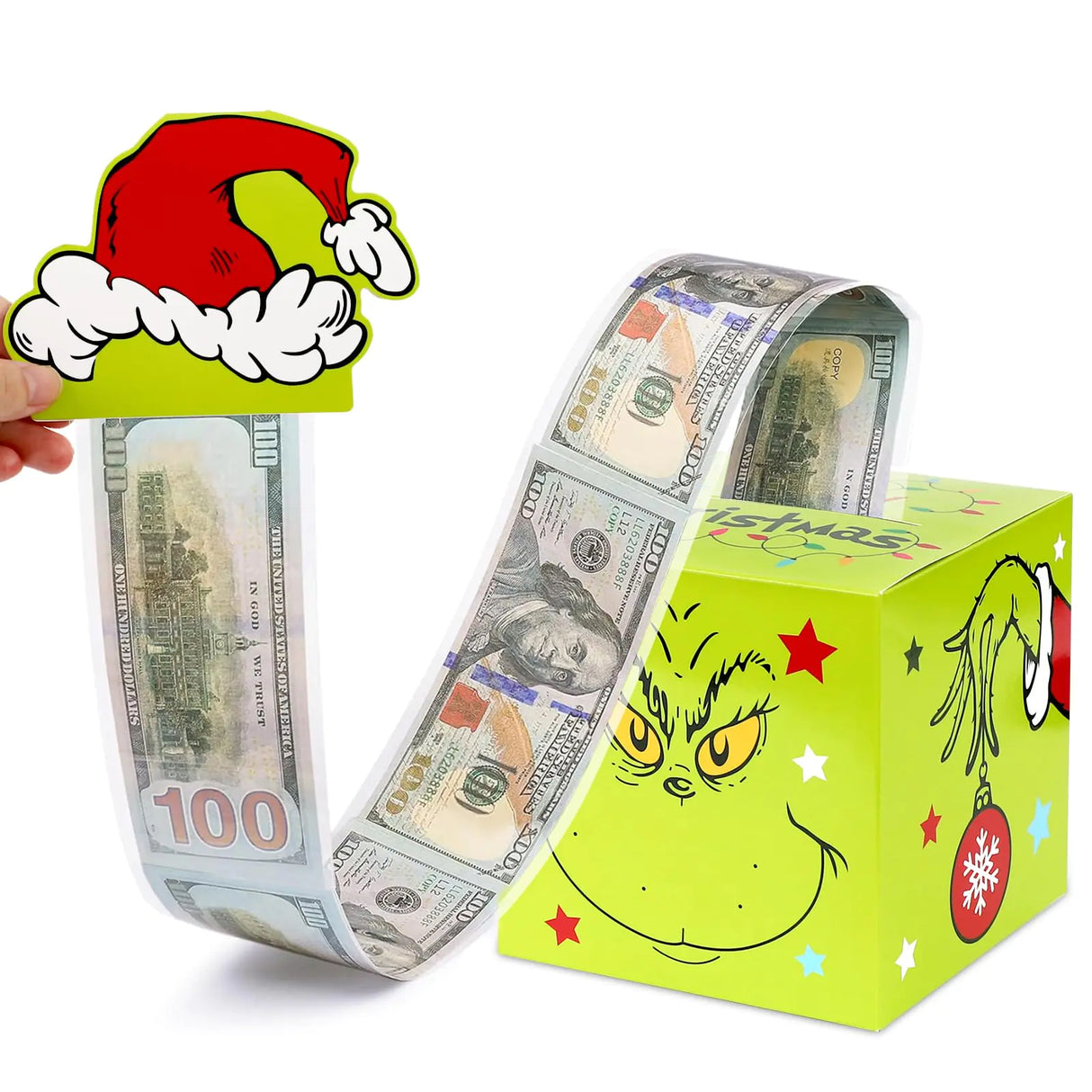 Christmas Gifts for Party Christmas Money Holders for Cash with 100 pcs Transparent Bags Merry Christmas Party Favor Christmas Money Pull Pouch for Kids Adults