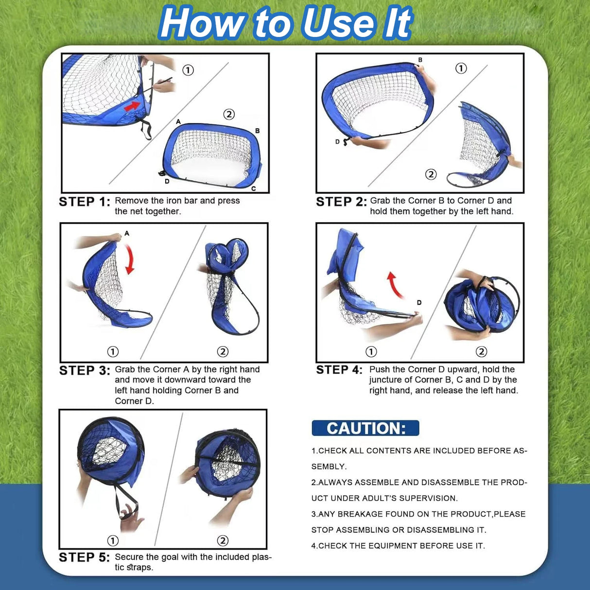 4 Modes Pop Up Kids Soccer Goal Net 4 in 1 Foldable Football Goal Indoor Outdoor for Improving Passing and Shooting Accuracy