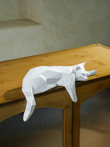 White Black Cat Statue - Geometric Modern Room Decor Figurine Sculpture for Home Office as Table Shelf Desk Decor  Lying Cat