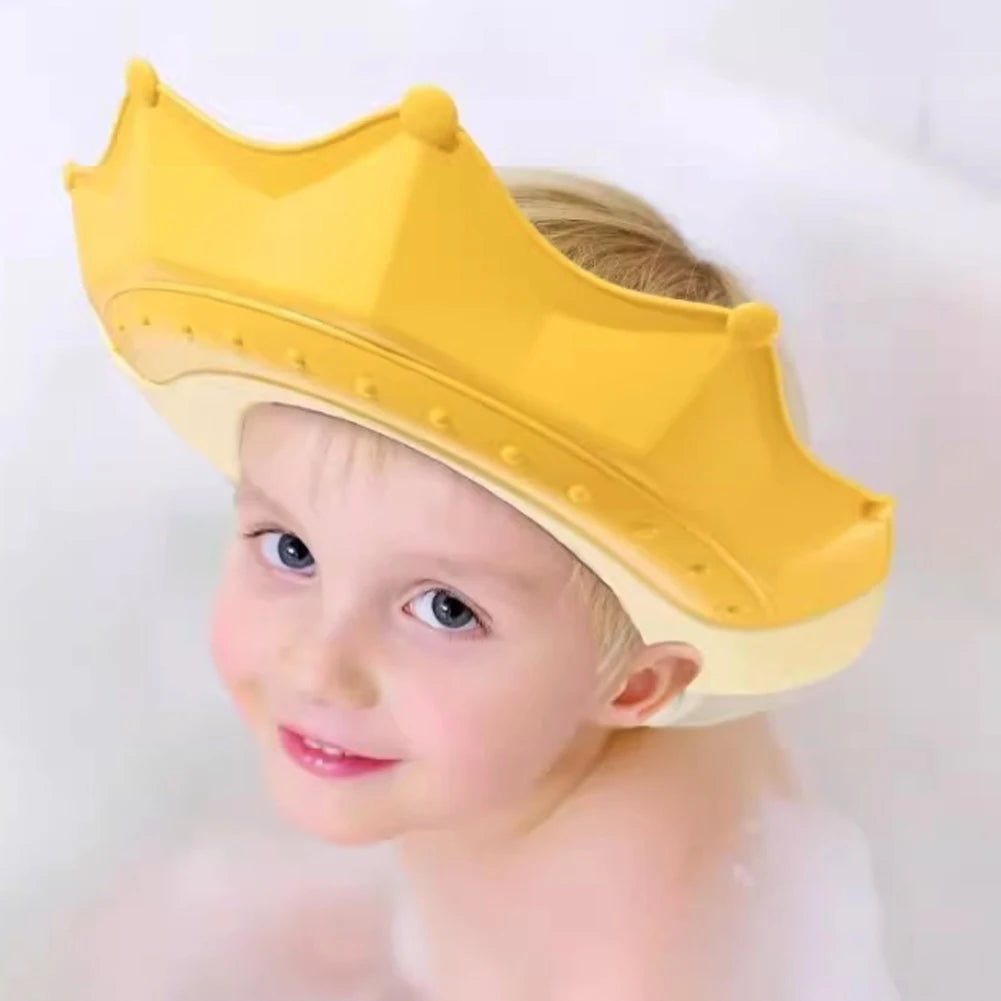 Adjustable Size Children Shampoo Cap Crown Baby Shower Cap Cartoon Bath Visor Infant Hair Shield Ear Protection Waterproof