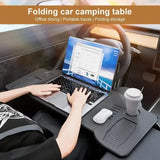 Foldable Car Laptop Desk Upgraded Tray Stand Compatible with Tesla Model 3/Y Steering Wheel Eating Table for Travel Work Camping