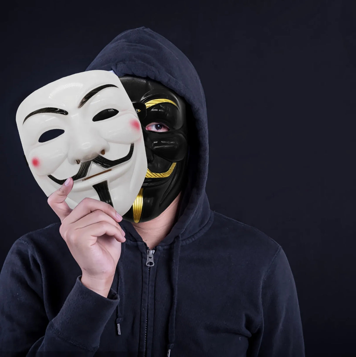 Guy Fawkes Mask Black/White Revolutionary Style Halloween Cosplay Face Cover Party Accessories