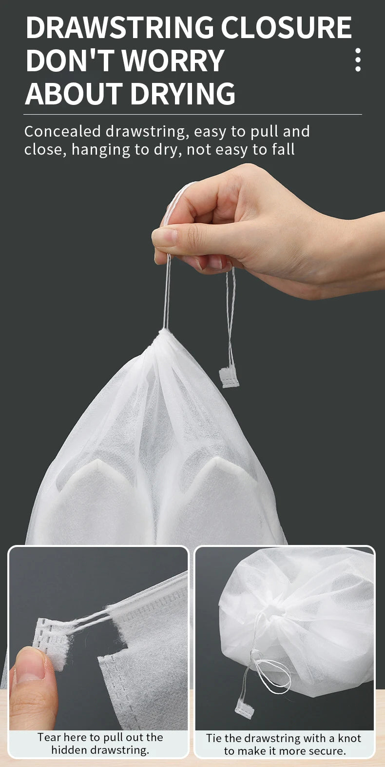 Portable Shoe Storage Drawstring Eco Storage Bag for Sundries Non-woven Bag Cover Anti-yellow White Shoe Dustproof Shoe Cover