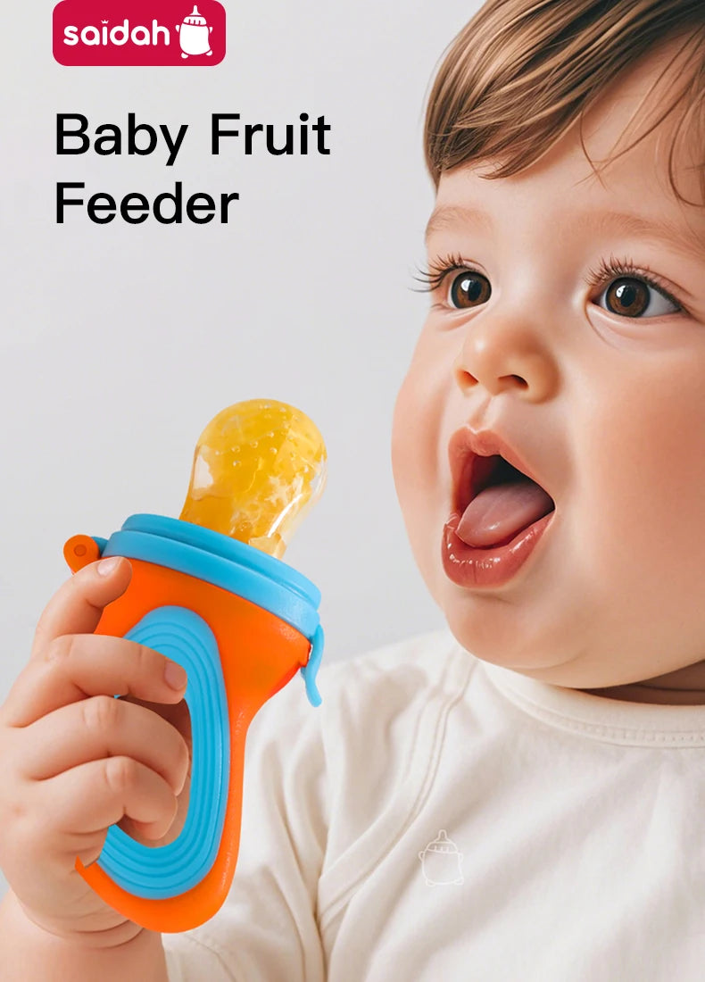 Infant Baby Food Fruit & Vegetable Pacifier, Baby Feeder with Medium Mesh Bag Food Grade Liquid Silicone Yummy Nourishment Feeding
