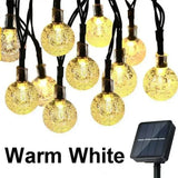 Solar String Lights Outdoor Crystal Fairy Light Chritmas Garland 8 Modes Waterproof Patio Light for Garden Party Decor
