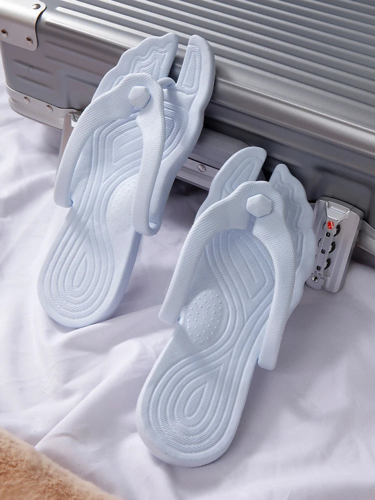 Folding slippers for travel and business trips, couple beach flip flops, hotel bath non slip slippers