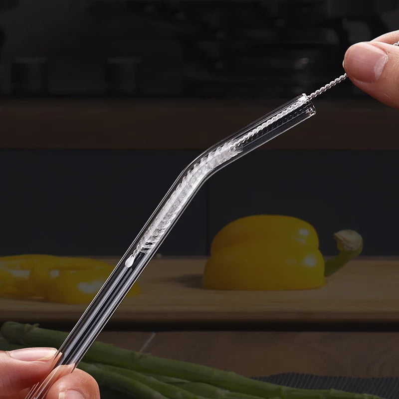 4/8Pcs Reusable Glass Straws Clear Glass Drinking Straws 8 Inch 8mm Tubes Juice Smoothie Tea Straws Glasses Straw Set for Drinks