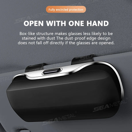 Car Glasses Box Portable Press Switch Sunglasses Holder Support Driver Goggle Case Car Sun Visor Eyeglasses Storage Box