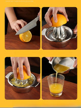 Manual Stainless Steel Lemon Orange Squeezer Citrus Juicer Hand Press with Bowl And Strainer for Fresh Juice Extraction
