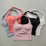 Impact Halter Top Push-Up Sports Bra Backless Design Yoga Tank Top Fitness Workout Activewear Gym Clothes Sports Bras