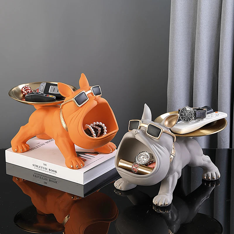 Home Decor Bulldog Figurine Dog Statue Storage Box Animal Ornament Resin Craft Art Sculpture Figurine Home Puppy Sculpture 30cm