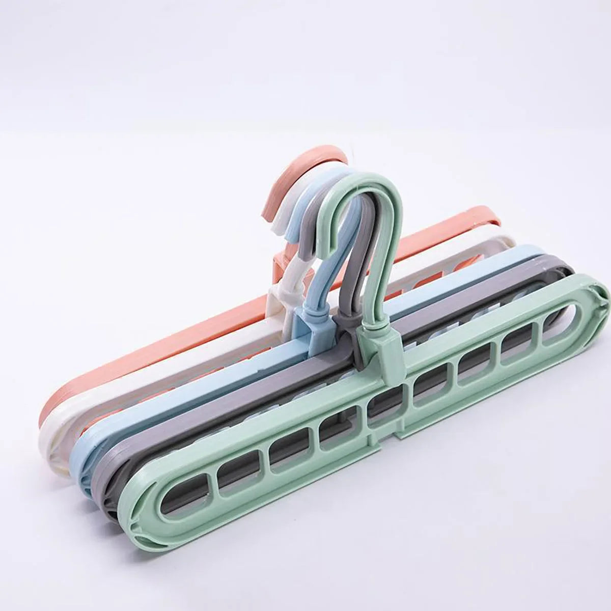 9 Holes Rotating Anti-Skid Folding Clothes Hanger Organizer with Multifunctional Space Saving Cascading Features for Wardrobe