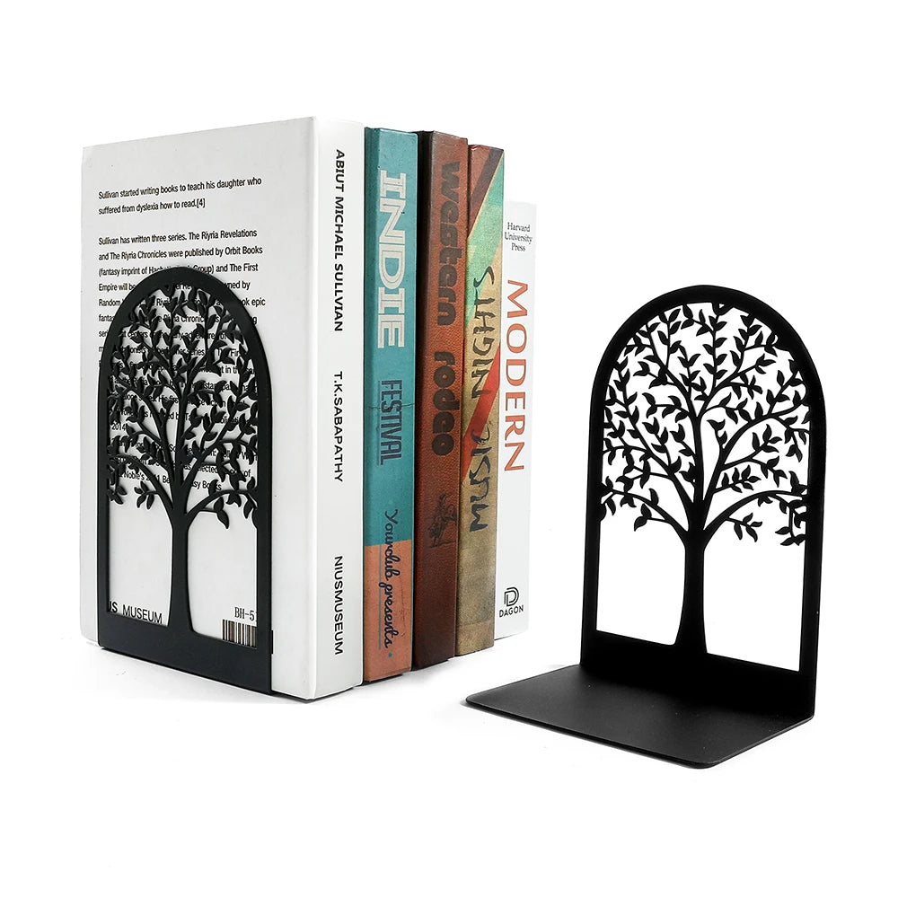Black Tree of Life Desktop Book Ends Office Desktop Home Bookend Gift for Book Loves Office Desktop Iron Book rack