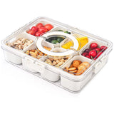 8 Grids Divided Serving Tray Storage Box Kitchen Portable Sub-format Seasoning Separator Box Fresh-keeping Snack Fruits Food Box