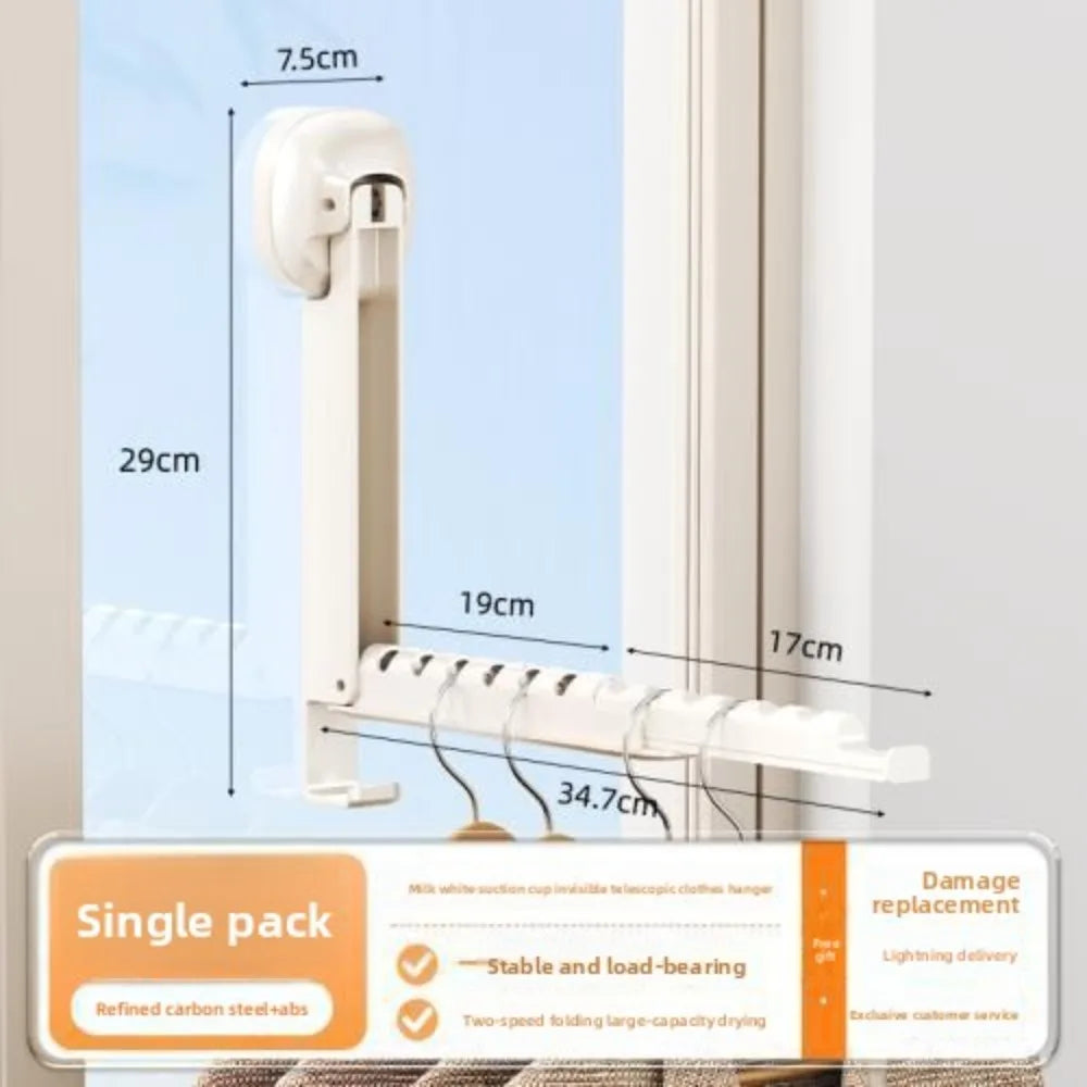 Folding Wall-mounted Clothes Drying Rack with Suction Cup Foldable Retractable Portable Clothes Drying Folding Clothes Racks