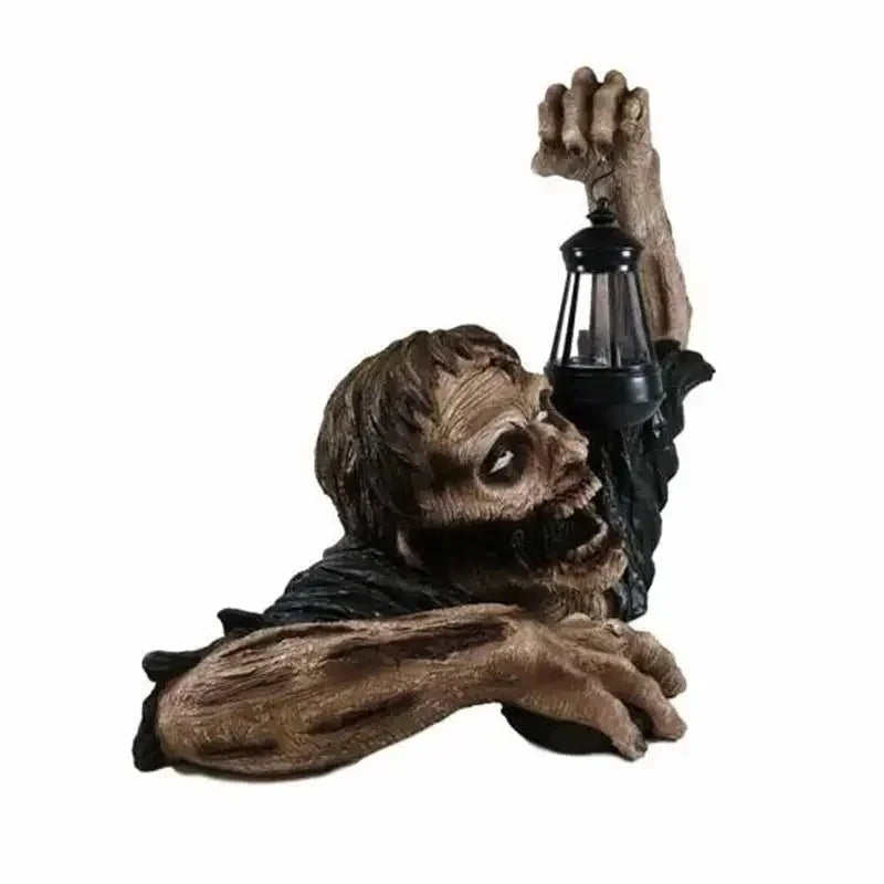 Halloween Zombie Crawling Horror Decor, Scary Led Lights Zombie Holding Lantern Outdoor Figurine Light
