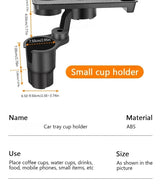 Car Cup Holder Expender Multi-Function Drink Holder with Food Table 360 Degree Adjustable Base Tray for Lunch Snack