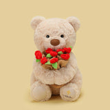 Teddy Bear with Roses Plush Toy Soft Bear Stuffed Doll Romantic Gift for Lover Home Decor Girls Birthday Gift