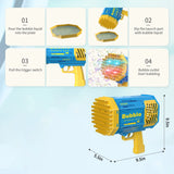 Bubble Gun Bubble Machine Without Solution - 69 Holes Blaster for Kids Outdoor Summer Toy, Party Favors - Bubble Maker Blowers