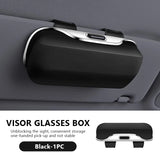 Car Glasses Box Portable Press Switch Sunglasses Holder Support Driver Goggle Case Car Sun Visor Eyeglasses Storage Box