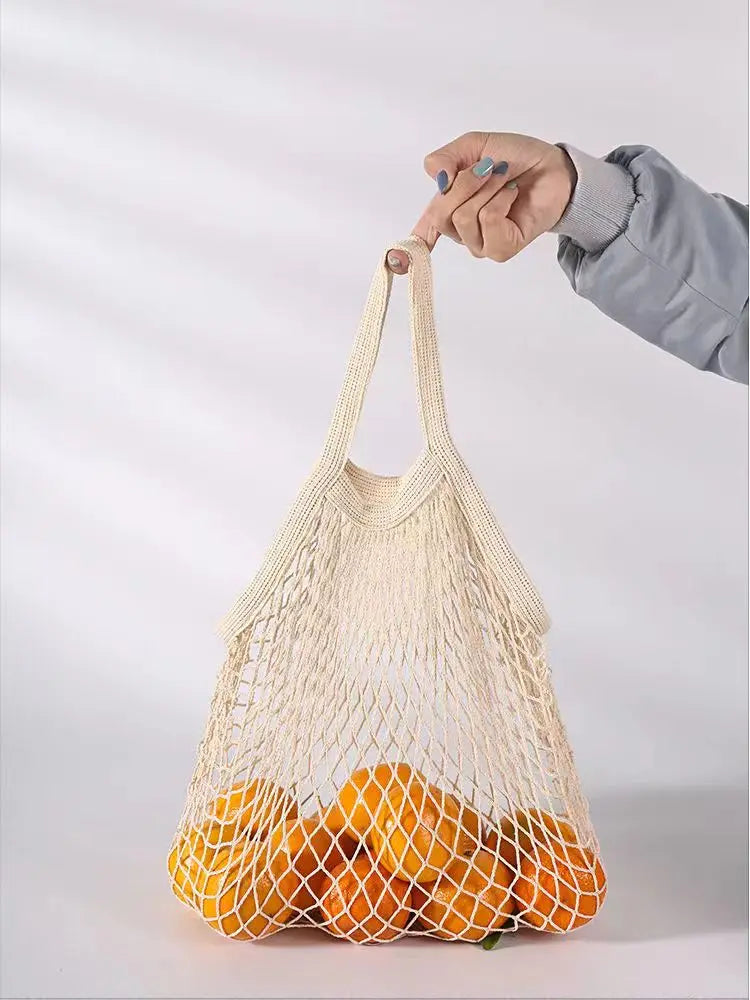1/2pcs Cotton String Shopping Tote Bags Fruit Vegetable Storage Organizer Reusable Washable Grocery Eco Friendly Mesh Bags
